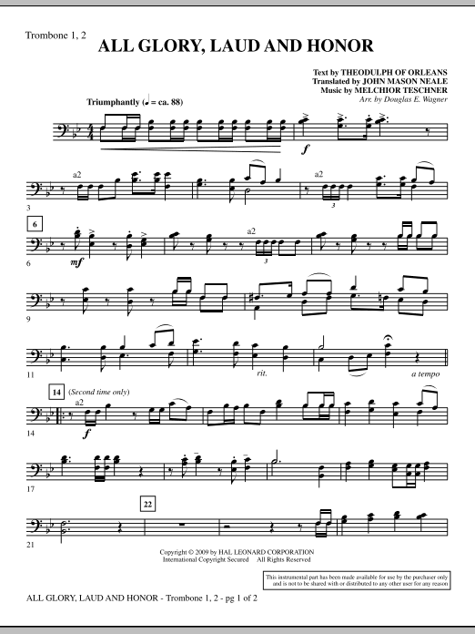 All Glory, Laud And Honor - Trombone 1 & 2 Super Cena