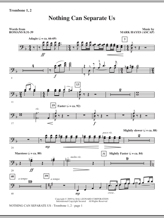 Pouze Dnes Nothing Can Separate Us - Trombone 1 & 2