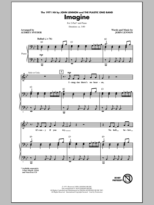 Vysoce Kvalitní Imagine (arr. Audrey Snyder)