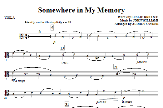 Somewhere in My Memory (arr. Audrey Snyder) - Viola Top Prodej
