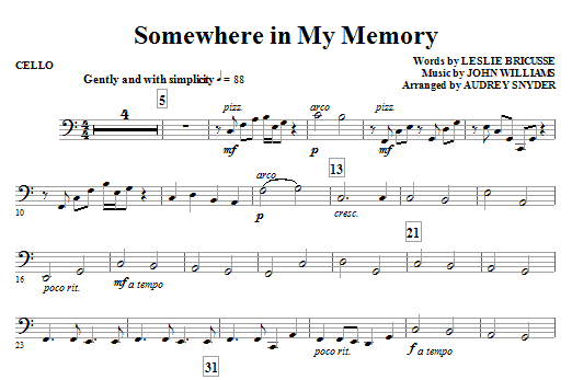 Somewhere in My Memory (arr. Audrey Snyder) - Cello Rychlé Dodání