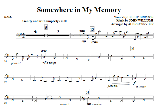 Vrácení Zdarma Somewhere in My Memory (arr. Audrey Snyder) - Bass