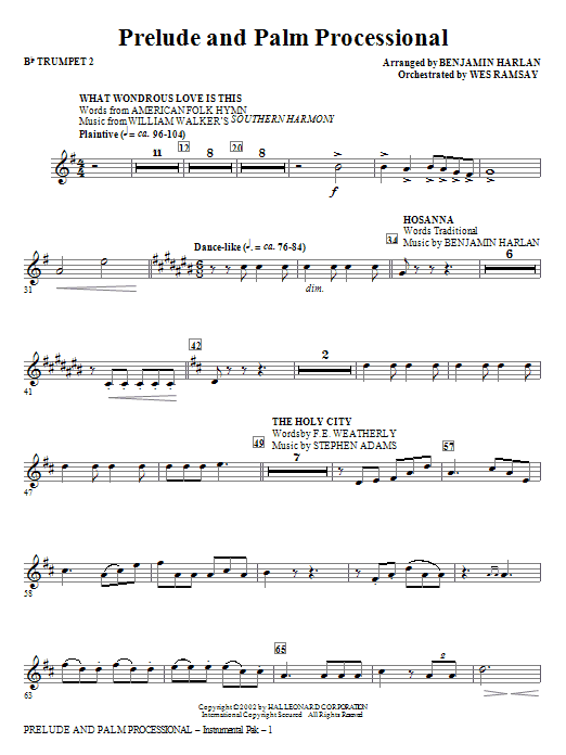 Prelude And Palm Processional - Bb Trumpet 2 Speciální Cena