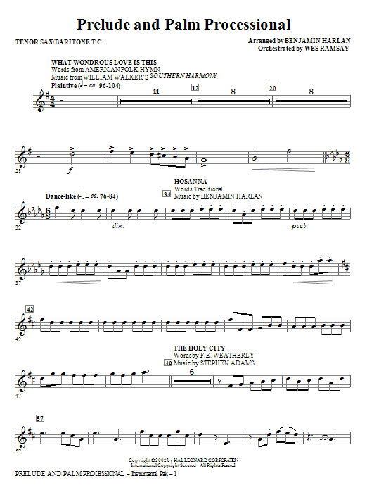Prelude And Palm Processional - Tenor Sax/Baritone T.C. Must-Have