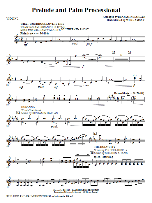 Prelude And Palm Processional - Violin 2 Super Cena