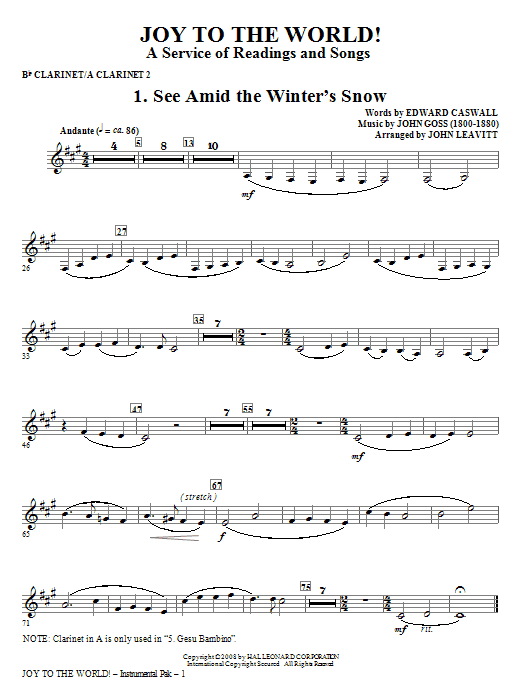 Vysoce Kvalitní Joy To The World - Clarinet 2