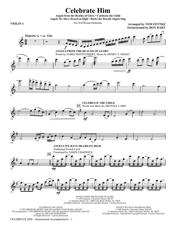 Celebrate Him (Medley) - Violin 1 Výprodej