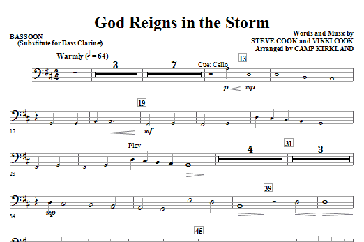 Nízká Cena God Reigns In The Storm - Bassoon (sub. Bass Clarinet)