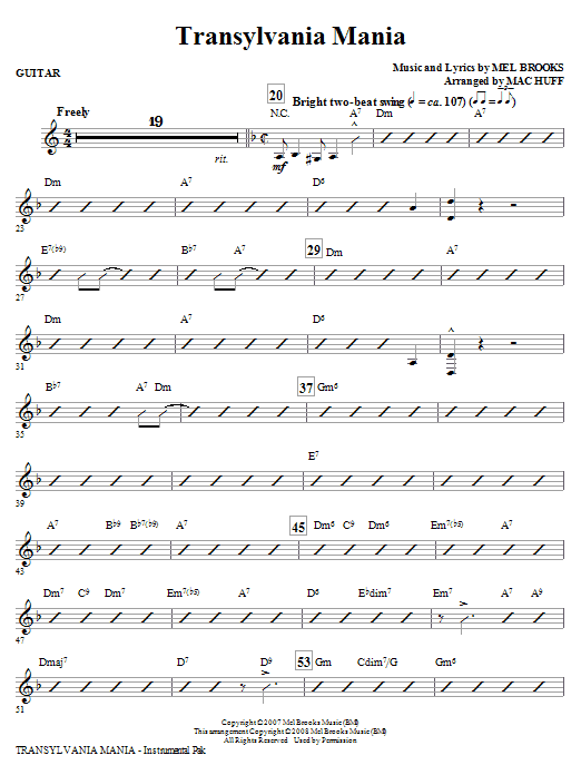 Transylvania Mania (from Young Frankenstein) - Guitar Super Cena