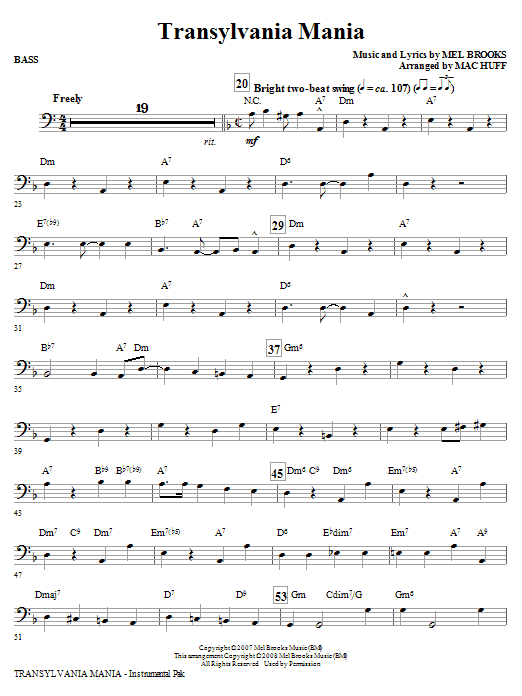 Zlevněný Transylvania Mania (from Young Frankenstein) - Bass