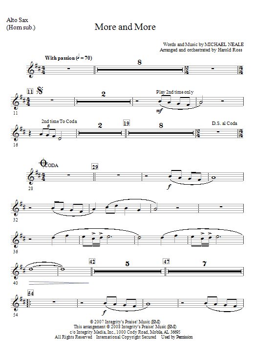 More And More - Alto Sax (Horn sub) Ihned K Objednání