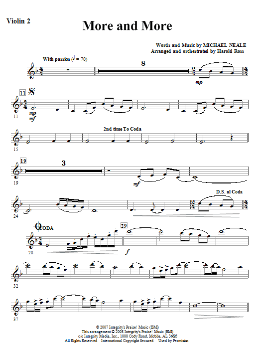 Pouze Dnes More And More - Violin 2