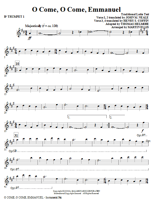 Kup Teď O Come, O Come, Emmanuel - Bb Trumpet 1