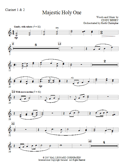 Majestic Holy One - Bb Clarinet 1,2 Nakupujte Hned