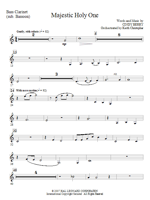 Nakupujte Hned Majestic Holy One - Bass Clarinet (Tuba sub)