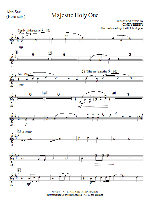 Oblíbený Majestic Holy One - Alto Sax (Horn sub)