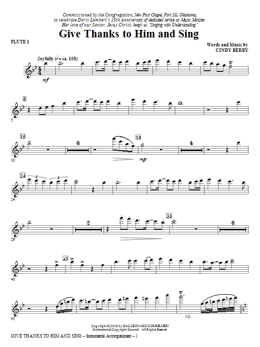 Give Thanks To Him And Sing - Flute 1 Bezpečná Platba