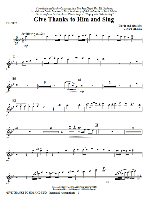 Cenový Hit Give Thanks To Him And Sing - Flute 2