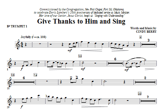Originální Give Thanks To Him And Sing - Bb Trumpet 1
