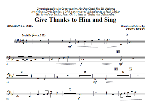 Tovární Cena Give Thanks To Him And Sing - Trombone 3/Tuba