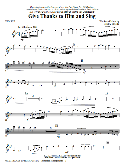 Give Thanks To Him And Sing - Violin 1 Expresní Doručení