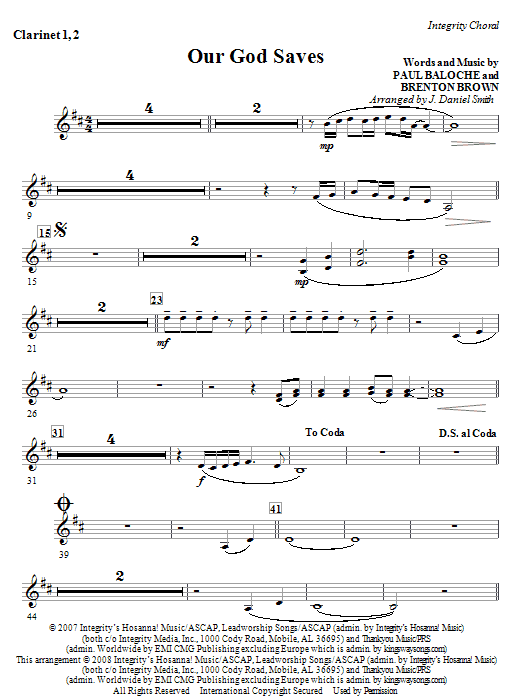 Our God Saves - Bb Clarinet 1 & 2 Nakupujte Hned