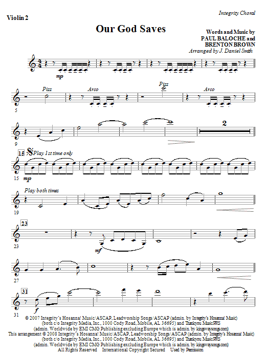 Our God Saves - Violin 2 Speciální Cena