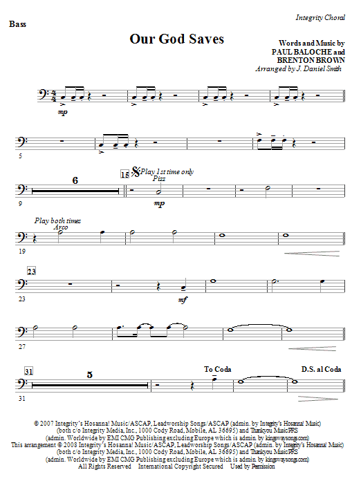 Pouze Dnes Our God Saves - String Bass