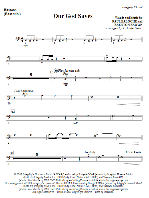Must-Have Our God Saves - Bassoon (sub. Bass)