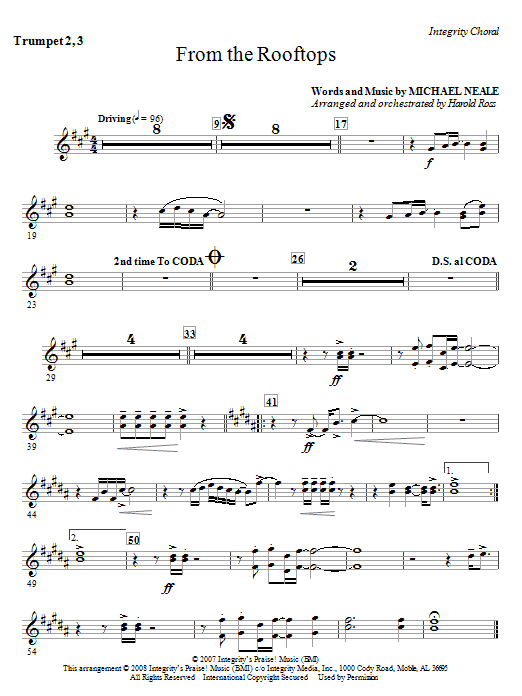 From The Rooftops - Bb Trumpet 2,3 Novinka