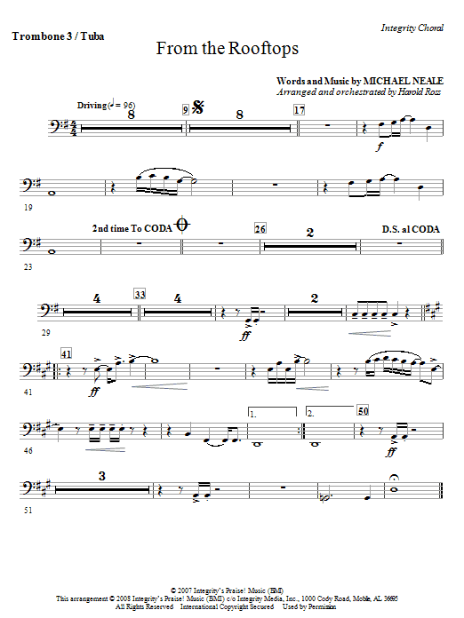 Akce From The Rooftops - Trombone 3/Tuba