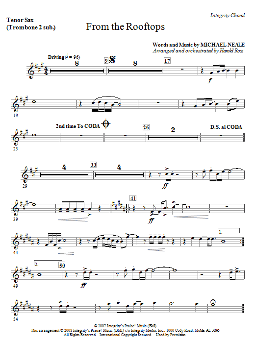 From The Rooftops - Tenor Sax 1,2/Baritone TC 1,2 Nakupujte Hned