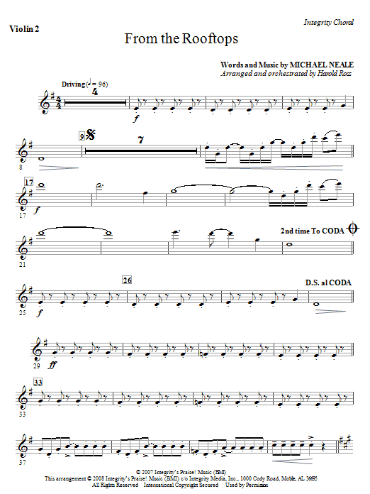 Top Prodej From The Rooftops - Violin 2