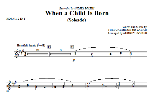 Výhodná Nabídka When A Child Is Born (Soleado) - Horn 1 & 2