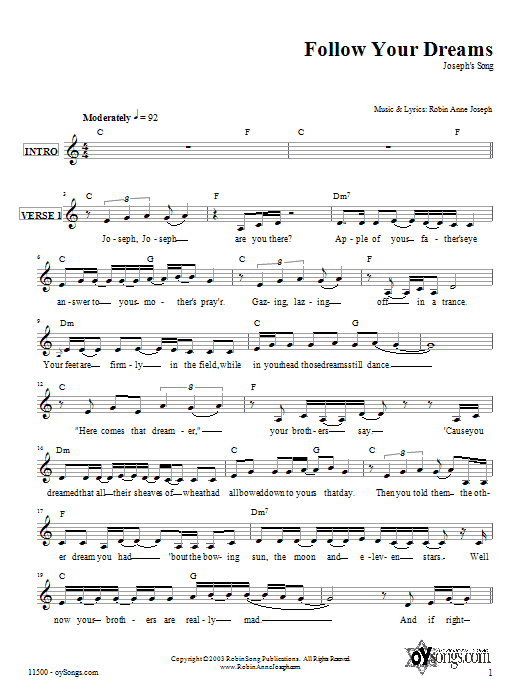 Must-Have Follow Your Dreams (Joseph‘s Song)