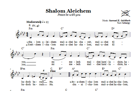 Nejlepší Cena Shalom Aleichem (Peace Be With You)
