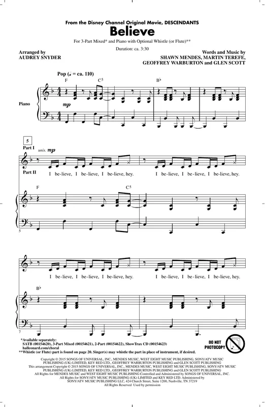Believe (from Descendants) (arr. Audrey Snyder) Výprodej
