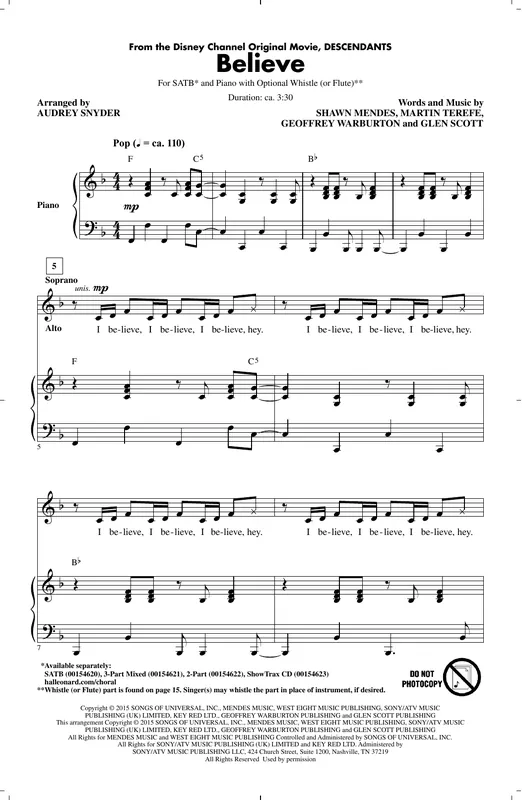 Believe (from Descendants) (arr. Audrey Snyder) Expresní Doručení