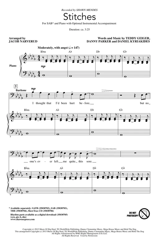 Stitches (arr. Jacob Narverud) Levný