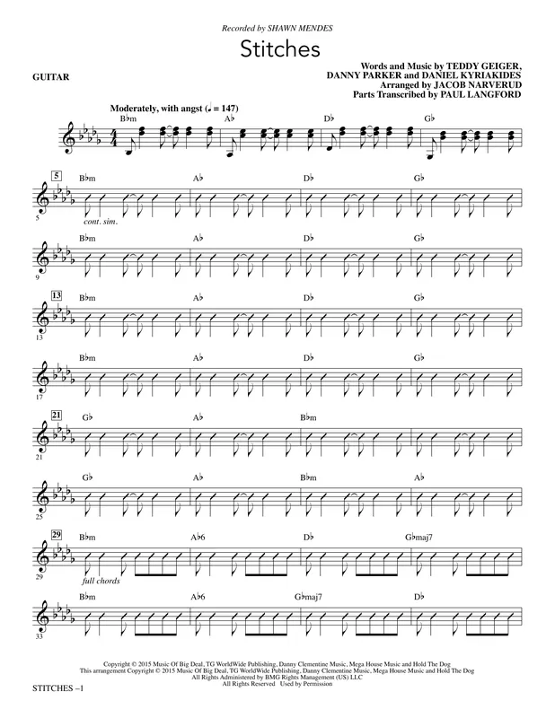 Stitches (arr. Jacob Narverud) - Guitar Víkendová Akce