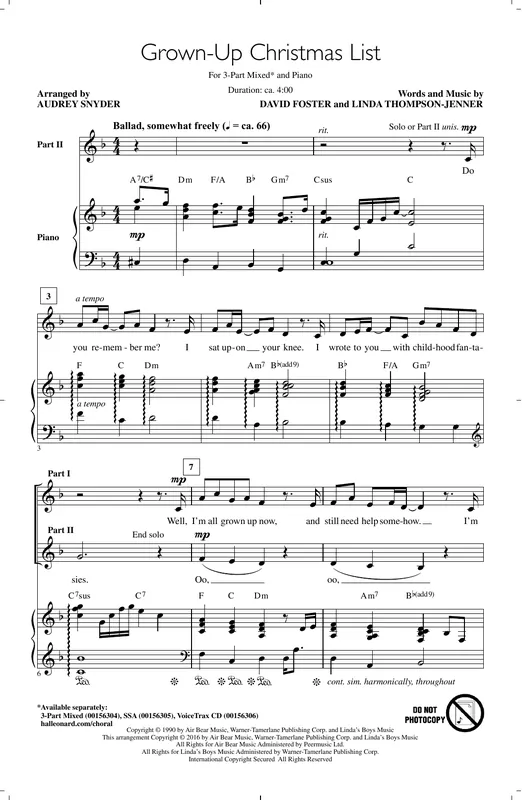 Top Prodej Grown-Up Christmas List (arr. Audrey Snyder)