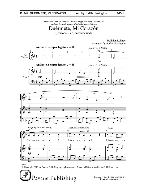 Tovární Cena Duermete, Mi Corazon