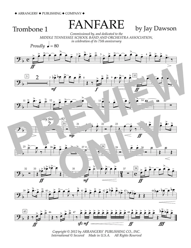 Rychlé Dodání Fanfare - Trombone 1