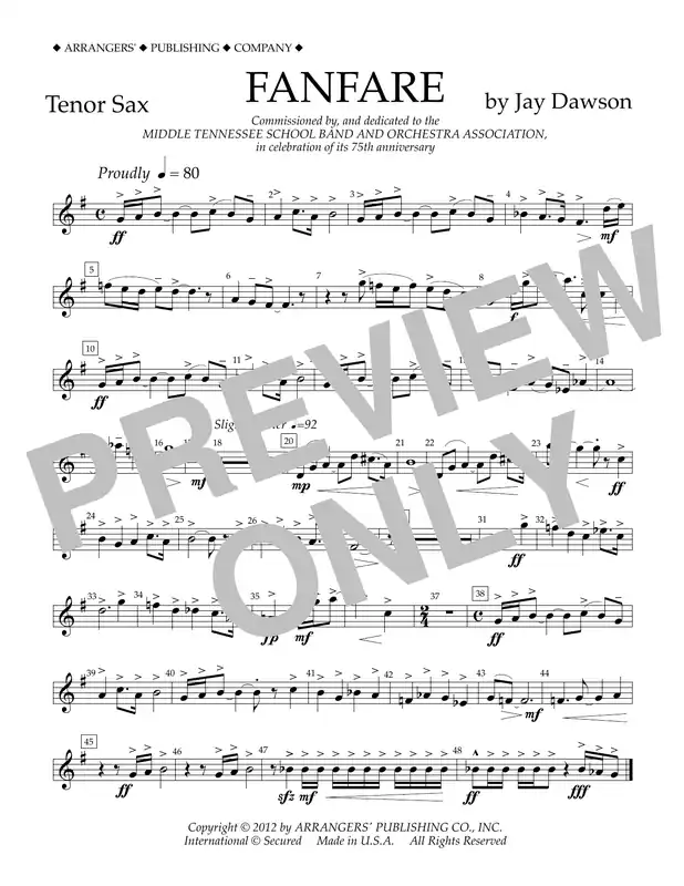 Vrácení Zdarma Fanfare - Tenor Sax