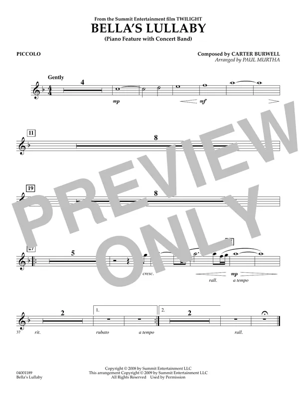 Bella‘s Lullaby (from Twilight) - Piccolo Zlevněný
