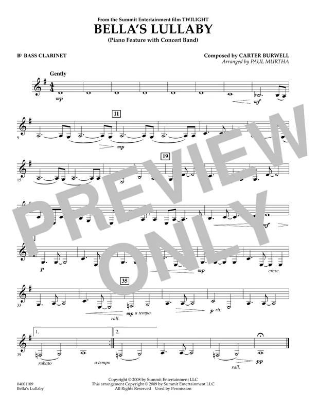 Akční Cena Bella‘s Lullaby (from Twilight) - Bb Bass Clarinet