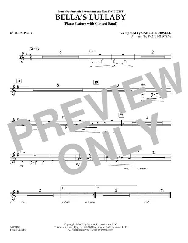 Must-Have Bella‘s Lullaby (from Twilight) - Bb Trumpet 2