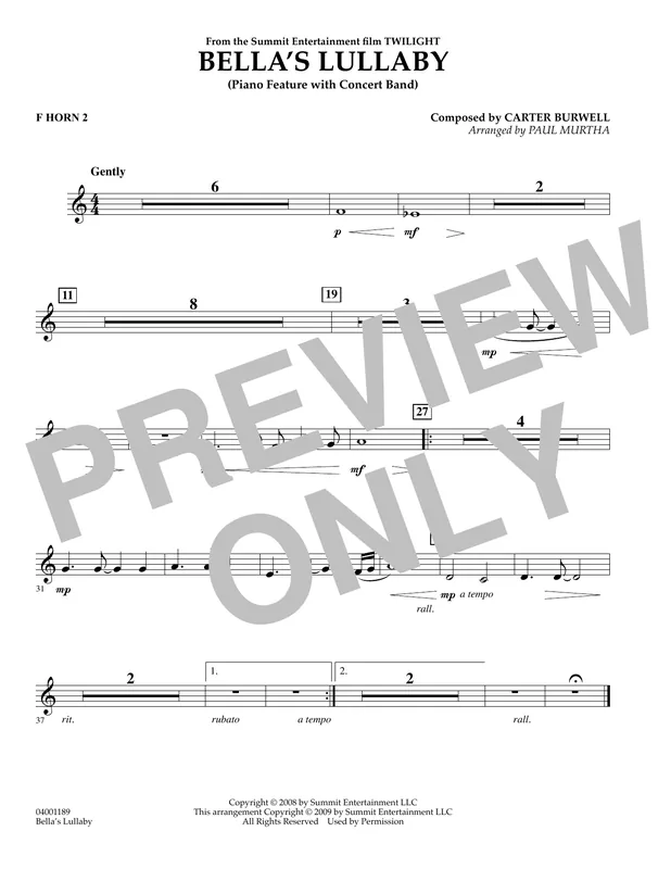 Značkový Bella‘s Lullaby (from Twilight) - F Horn 2