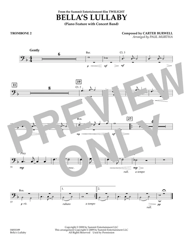 Bella‘s Lullaby (from Twilight) - Trombone 2 Finální Výprodej