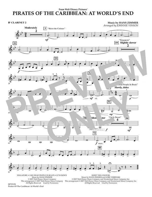 Hit Sezóny Pirates Of The Caribbean At World‘s End - Bb Clarinet 2
